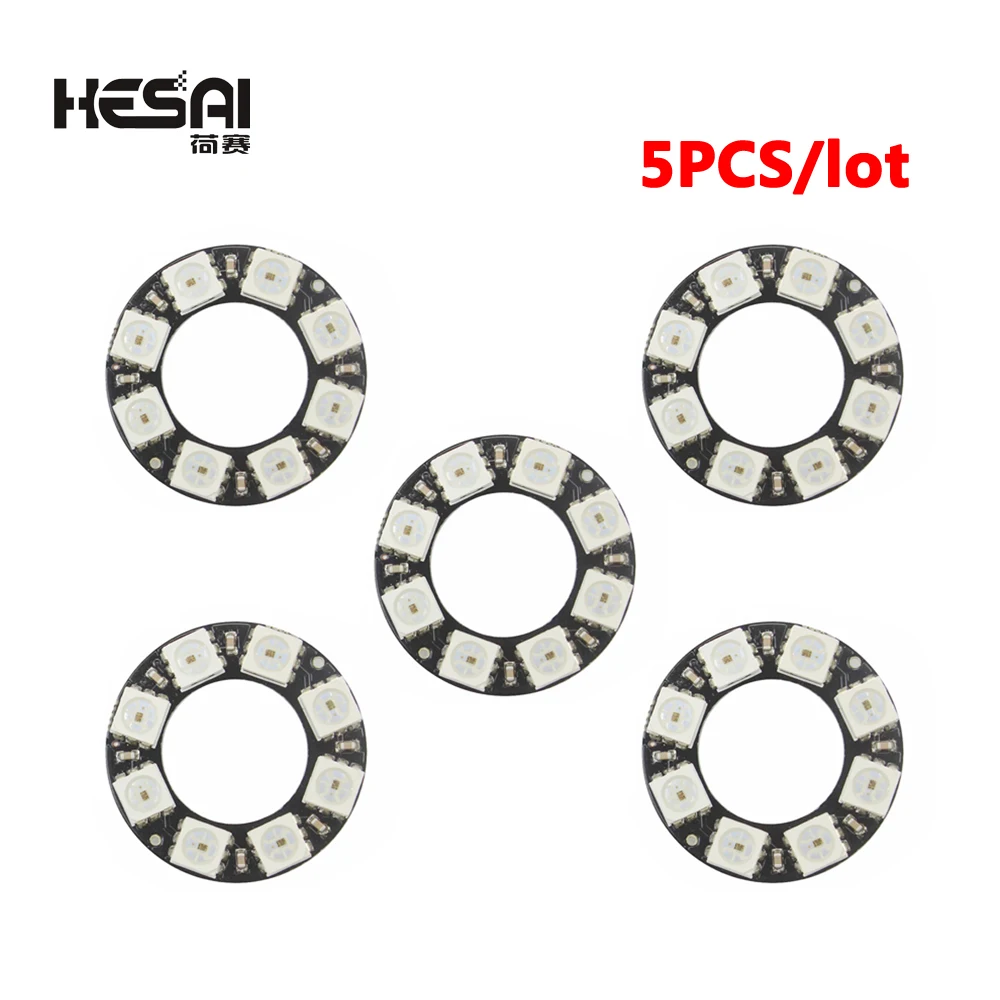 1/5/10PCS RGB LED Ring 8 Bits LEDs WS2812 5050 RGB LED Ring Lamp Light with Integrated Drivers for arduino Diy Kit