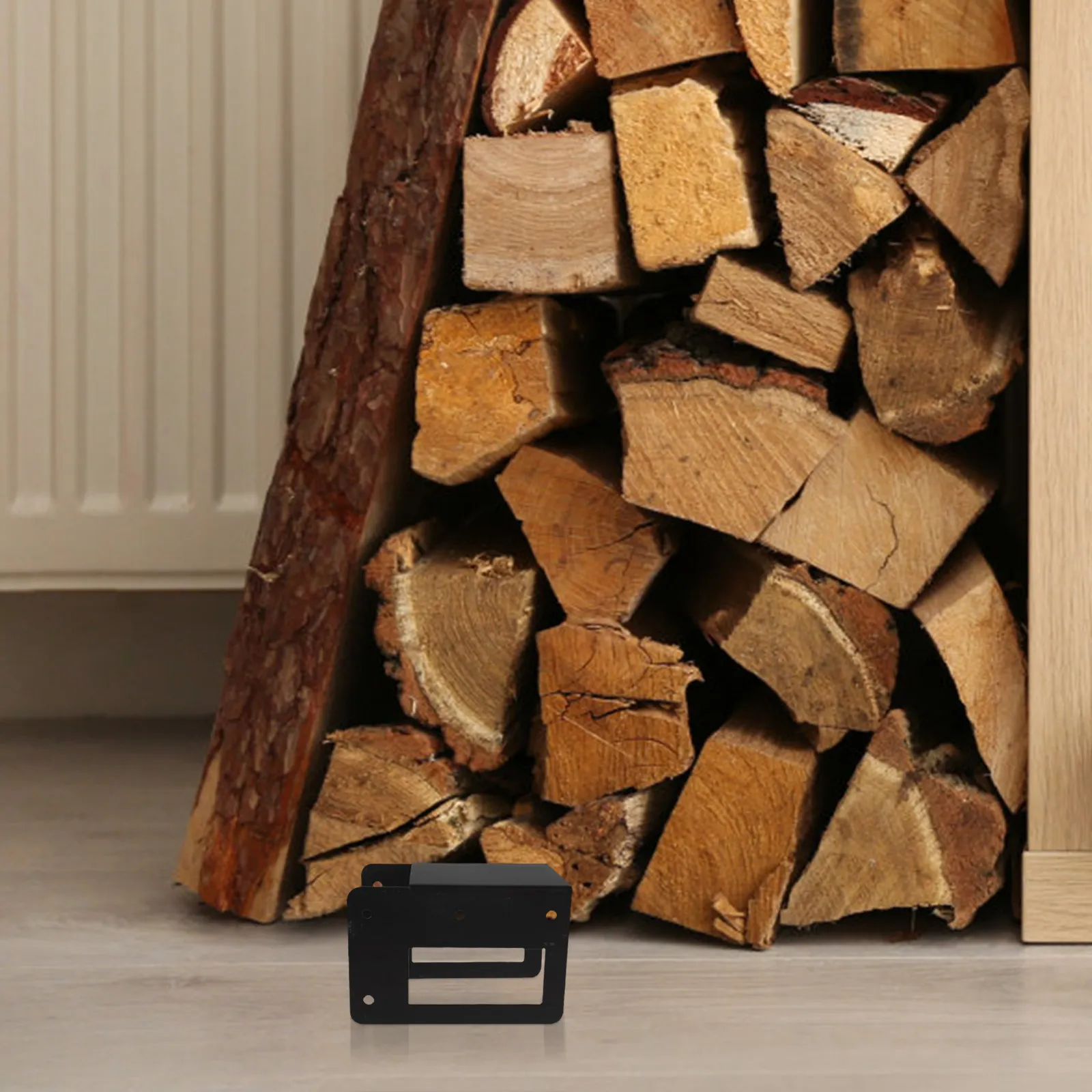 2Pcs Firewood Bracket Rack 9.7cm Sturdy Heavy Duty Steel Firewood Log Storage Stand Outdoor Indoor Wood Pile Holder Lumber Rack