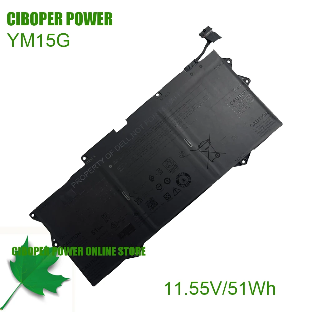 CP Laptop Battery YM15G 11.55V/51Wh For XPS 13 9315  Series 9315-C0NNP 9315-D1705S 9315-P1708LTW Replacing Notebook Battery