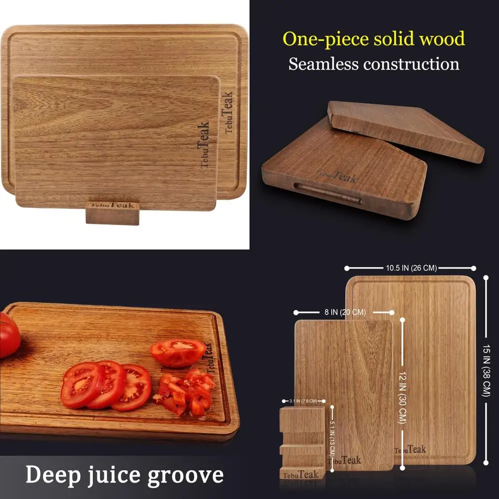 

Durable Teak Wood Single Piece Cutting Board Set - Knife-Friendly, Non-Glued, Long-Lasting Chopping Blocks for Kitchen Use