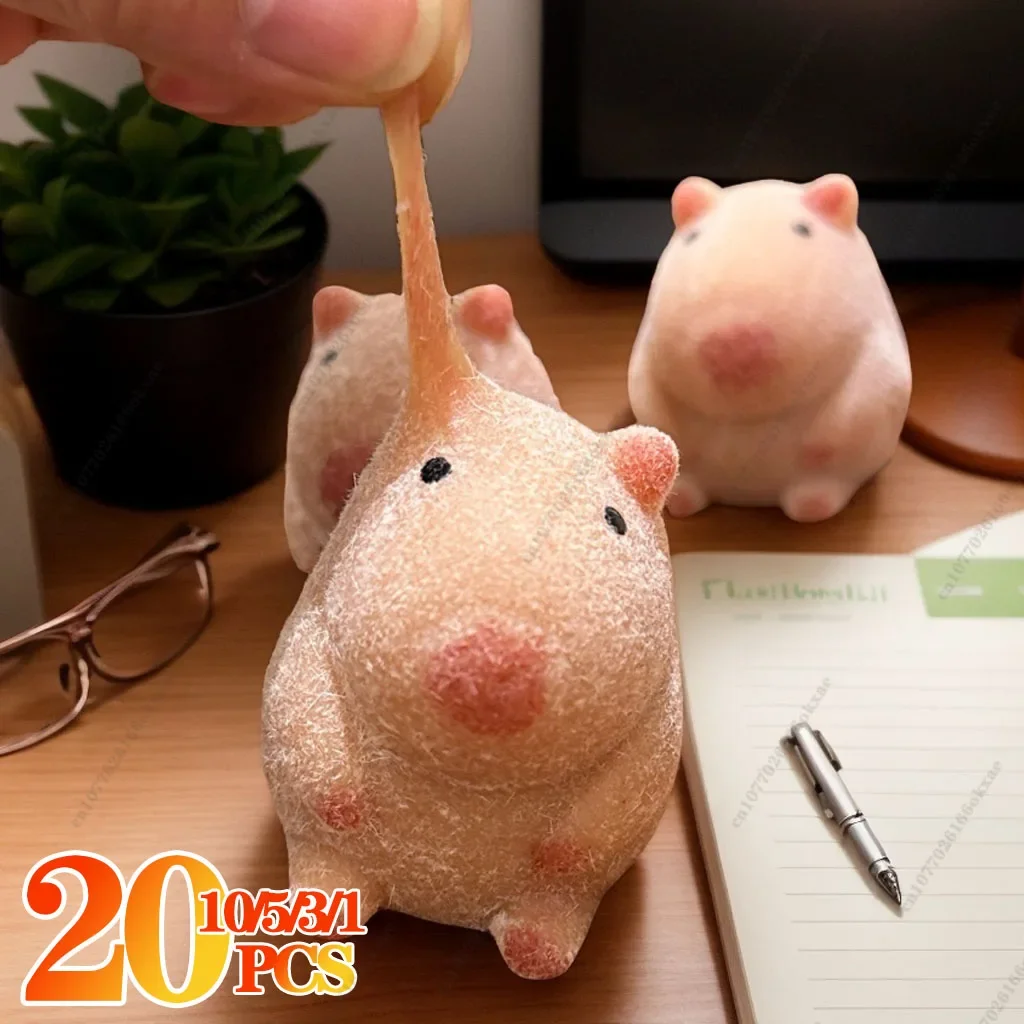 1-20PCS TPR Capibara Impastare Divertimento Sollievo dallo stress Rimbalzo lento Carino Nuovo Kapybara Impastare Giocattoli Regalo per bambini Bomboniere