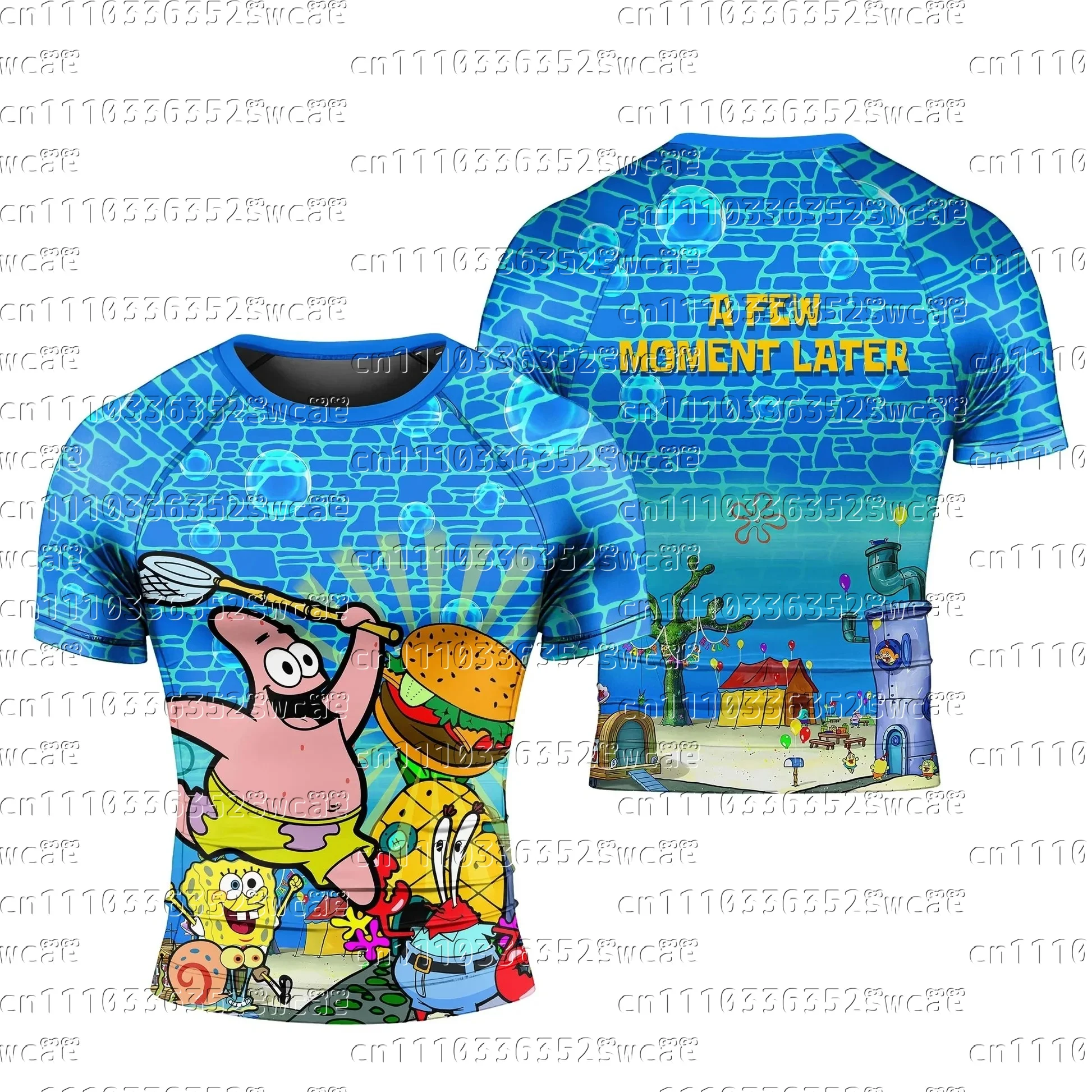 Potdemiel Brand Sports Fitness SpongeBob SquarePants Big Star Theme Summer Oversize T-shirt Adult FamilyMatching2026