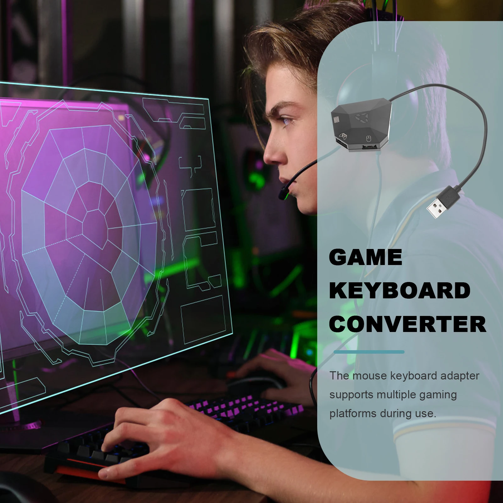 

Game Console Gamepad Adapter Keyboard Mouse Converter for USB Gaming ABS Compatibility Multi Platform Support Gaming
