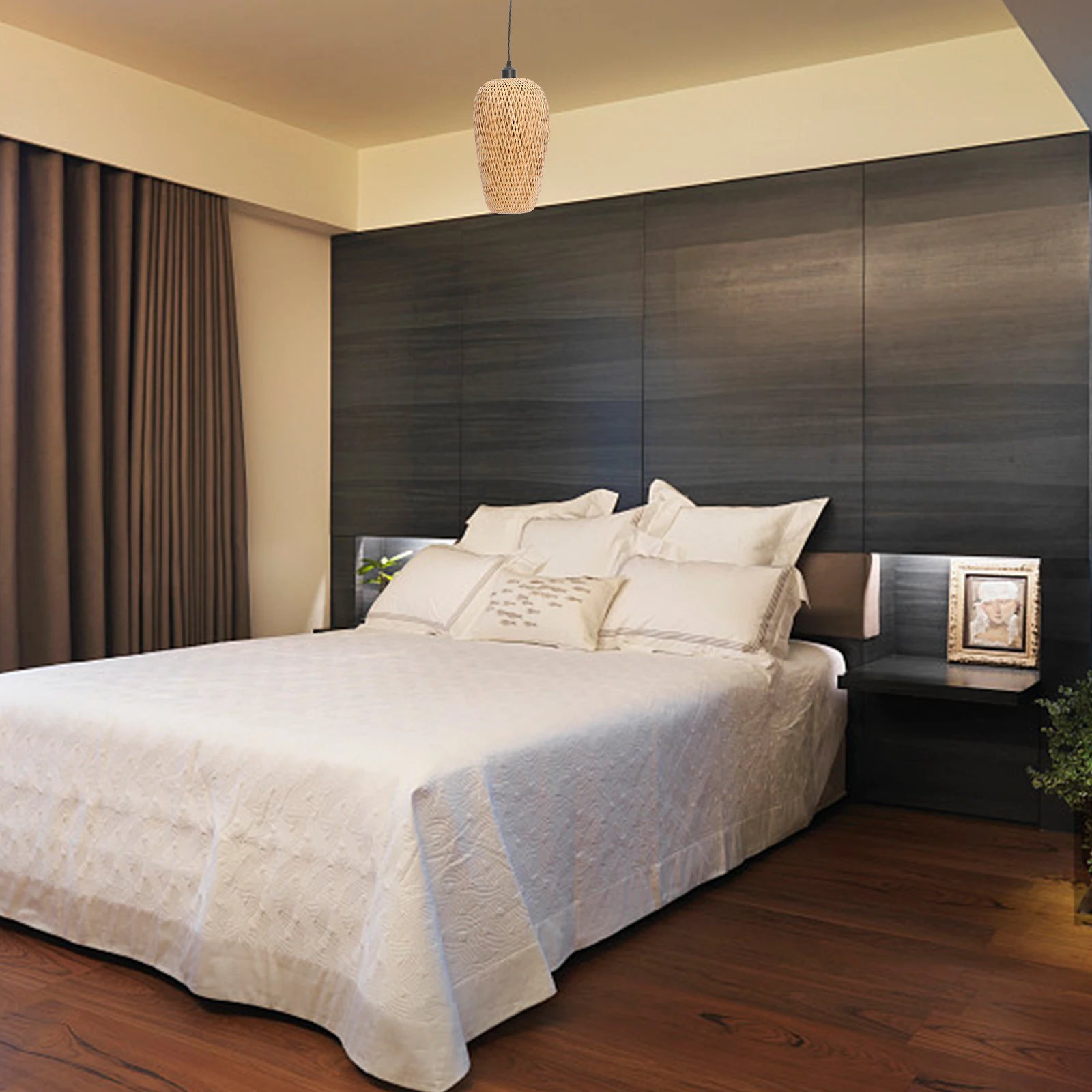 

1Pcs Bamboo Woven Chandelier Zen Style Ceiling Lamp Decorative Light Tearoom Hotel Restaurant Ceiling Decor Zen Style Lamp