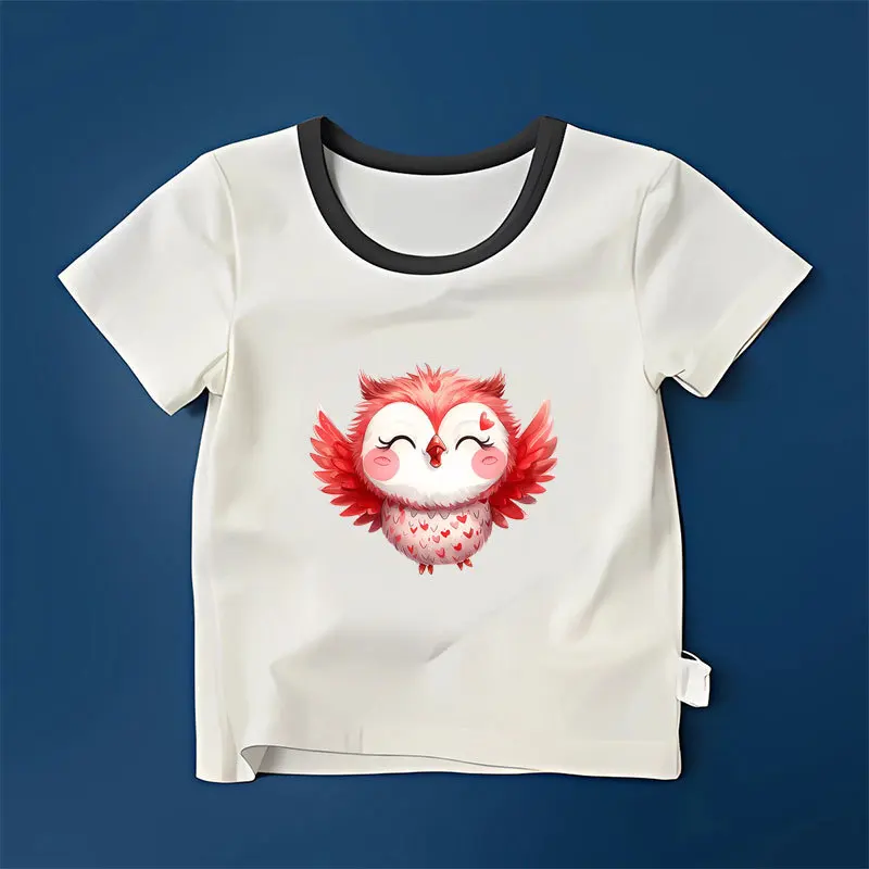 Cute Red bird Thermal Heat Transfer Stickers DIY Print-On T-Shirt Hoodies Iron On Patches For Clothes Lovely Kids Applique Set