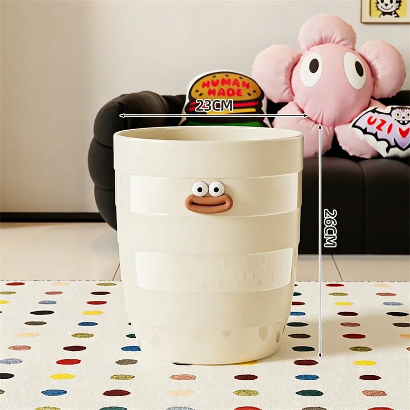 Modern Minimalist Household TrashCans Plastic Round Garbage Bucket, Multifunctional Decorative Wastebasket for Bedroom, Bathroom