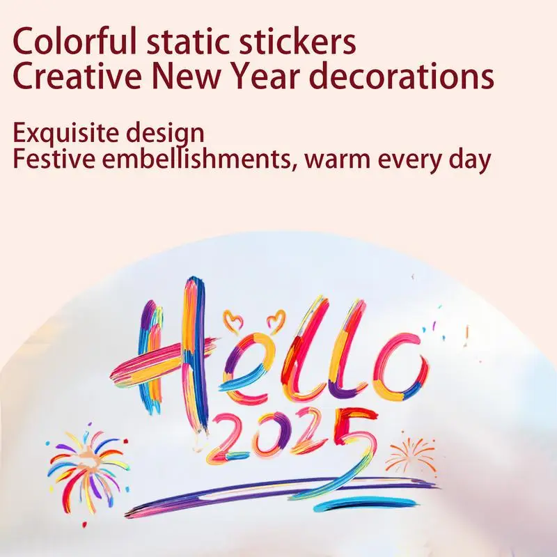 2025 Window Sticker Hello 2025 Static Glass Cling New Year Window Decals Spring Festival Decoration for Home School Glass