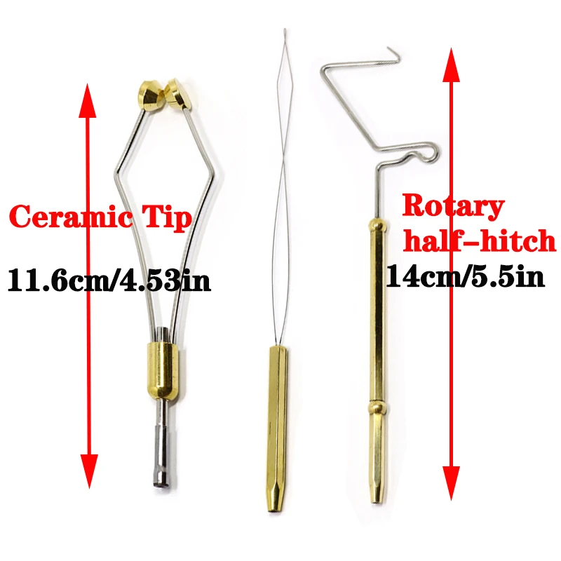 3 tools set fundamental fly tying tools ceramic tip bobbin holder&rotary whip finisher&threader assort DIY fly tying tool tackle - view 2
