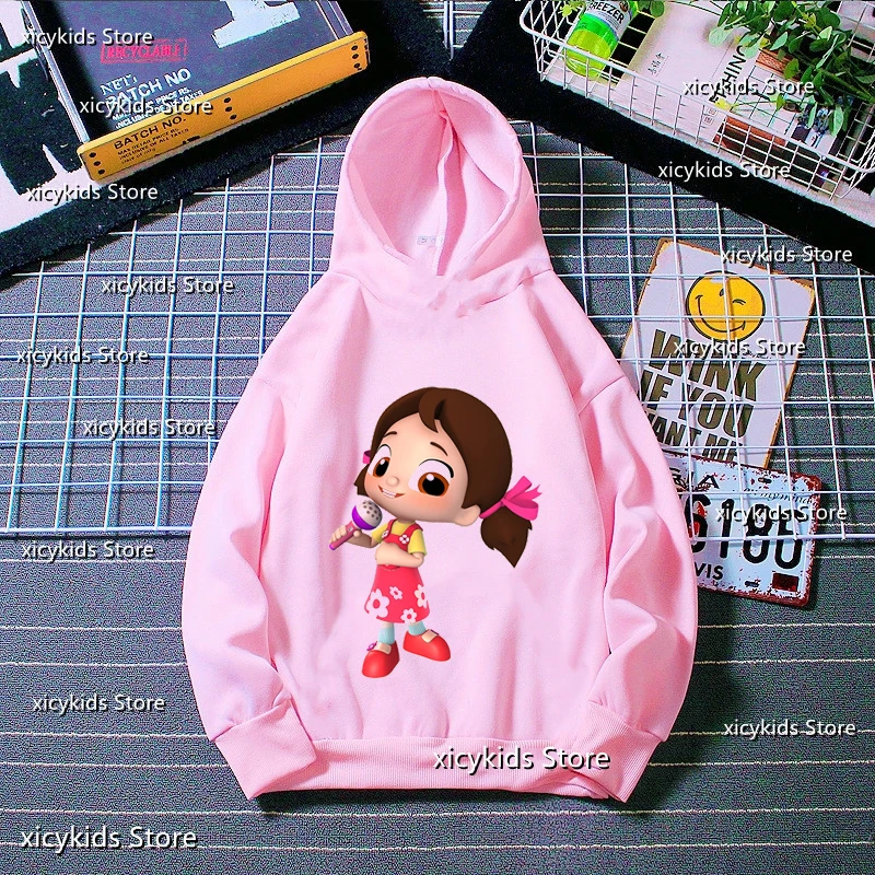 Fashion Girls Hoodie Cute Niloya Musician Cartoon Print Kids Long Sleeve Sweatshirt Harajuku Casual Girls Pink Sweatshirt Jacket