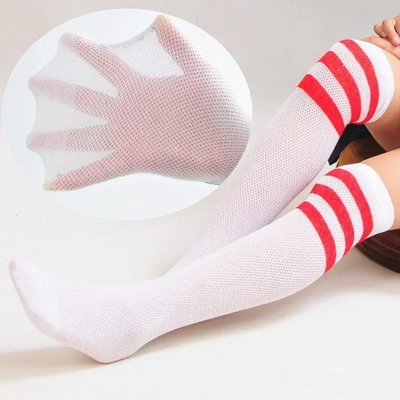 

Kids Knee High Mesh Long Socks Girls Boys Sports Football Striped Socks School Uniform White Black Socks Children Baby Stockings