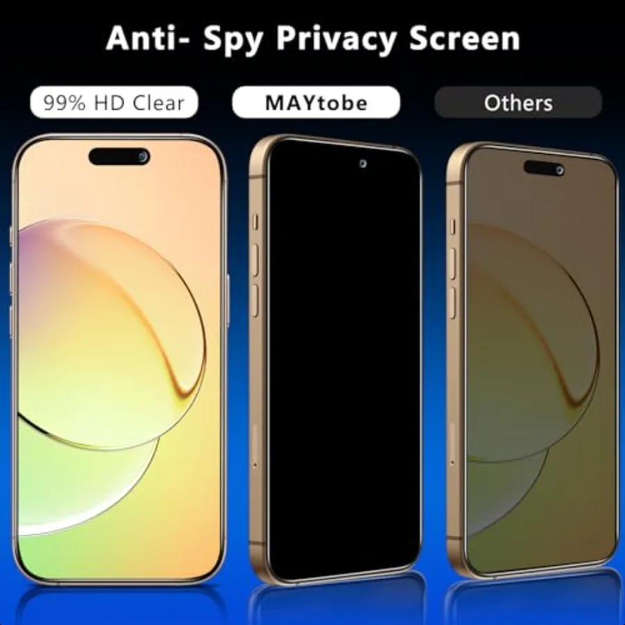 MAYtobe [2Pack Privacy Screen Protectoed for iPhone 16 Pro Tempered Glass Anti Spy No Bubbles Anti Scratch Easy to Install