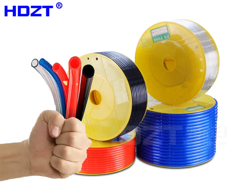 Flexible PU Pneumatic Air Hose Tube OD4~16mm ID2.5~12mm Polyurethane Pipe Blue Red Black Transparent 1M 5M 10M 20M