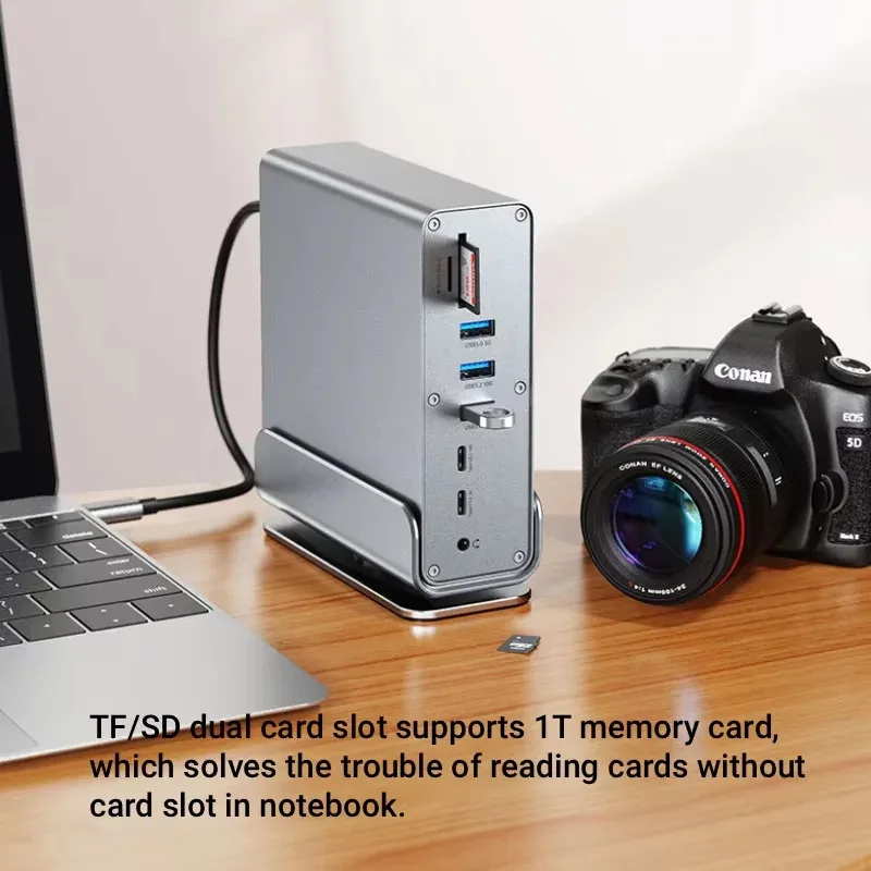 KEBIDUMEI 15 In 1 USB-C Docking Station Type-C 4K60Hz HUB With HDTV USB 3.0 PD 100W SD/TF RJ45 1000M 3.5 mm Audio For Laptop