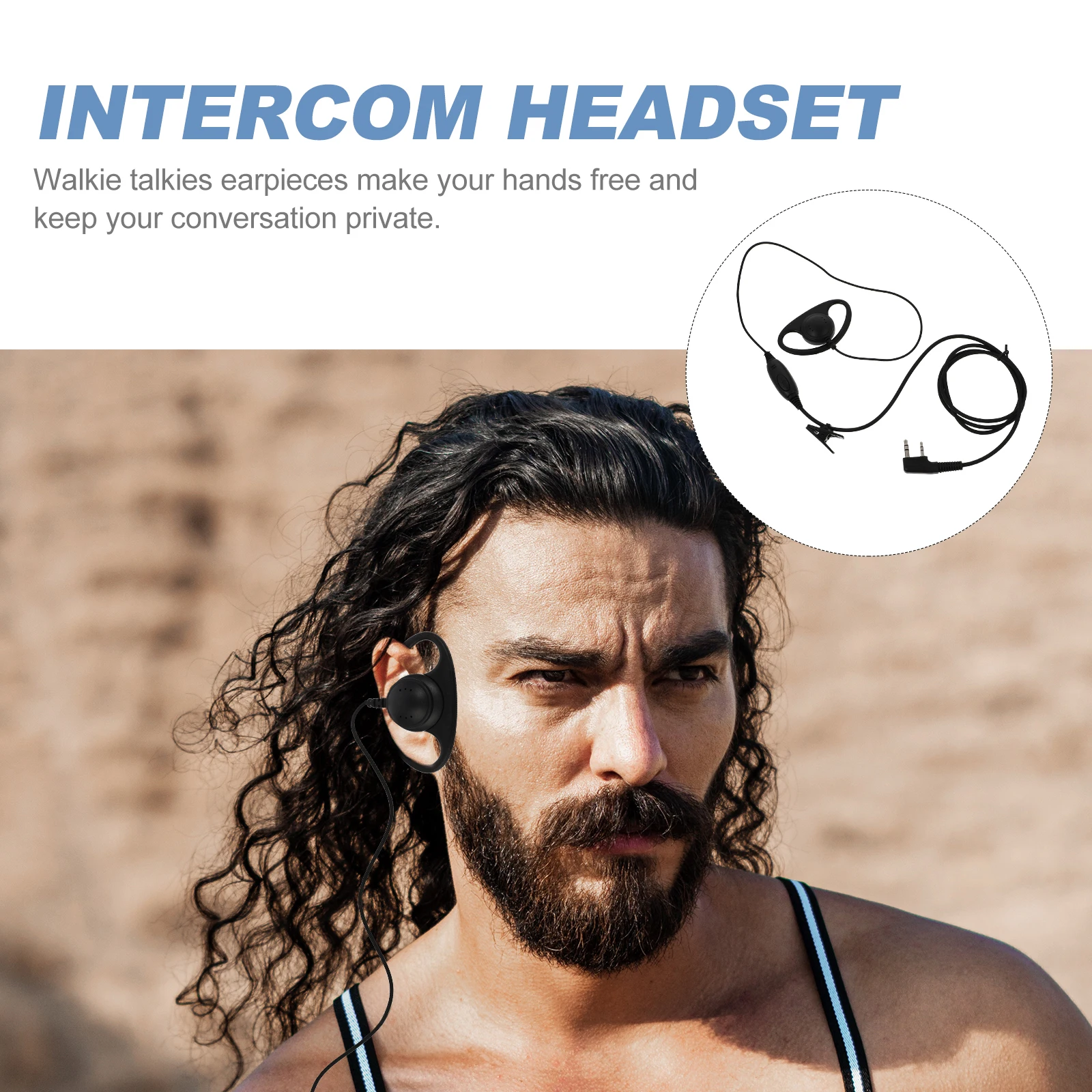 

1pc Walkie Cable Wired Headset Earpiece Radio Interphone Headsets Long Lasting Durable Practical