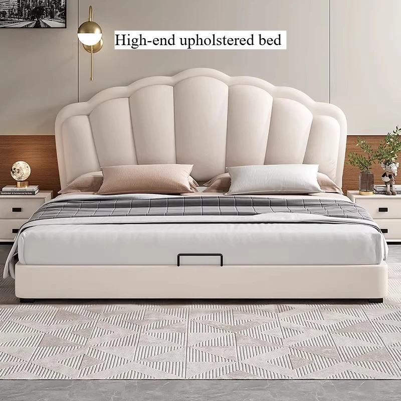 

Японские минималистичные кровати-каркасы Queen-size 180x200 см с обитым изголовьем, мебель для спальни, домашняя мебель