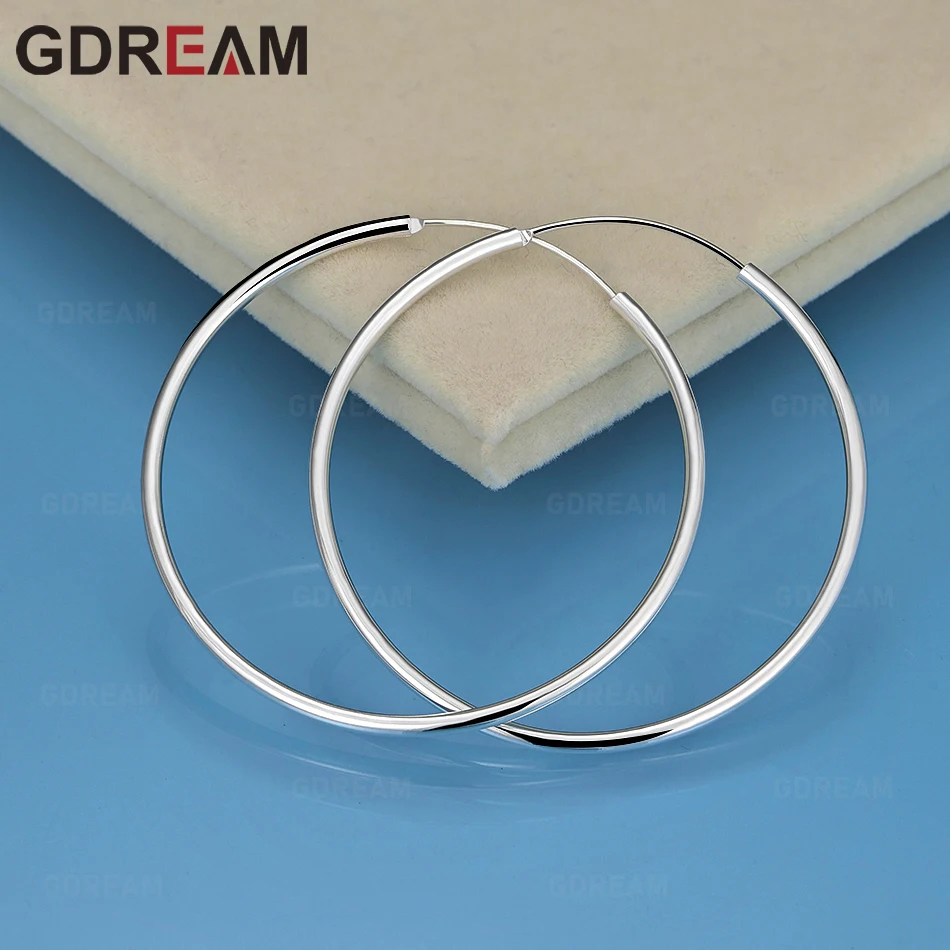 

GDREAM стерлингового серебра 925 пробы, гладкие большие серьги-кольца, модные и очаровательные женские свадебные украшения