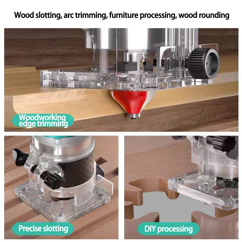 Electric Trimmer Brushless Woodworking Trimming Machine Wood Router Milling Engraving Slotting Machine Fit Dewalt 18V Battery