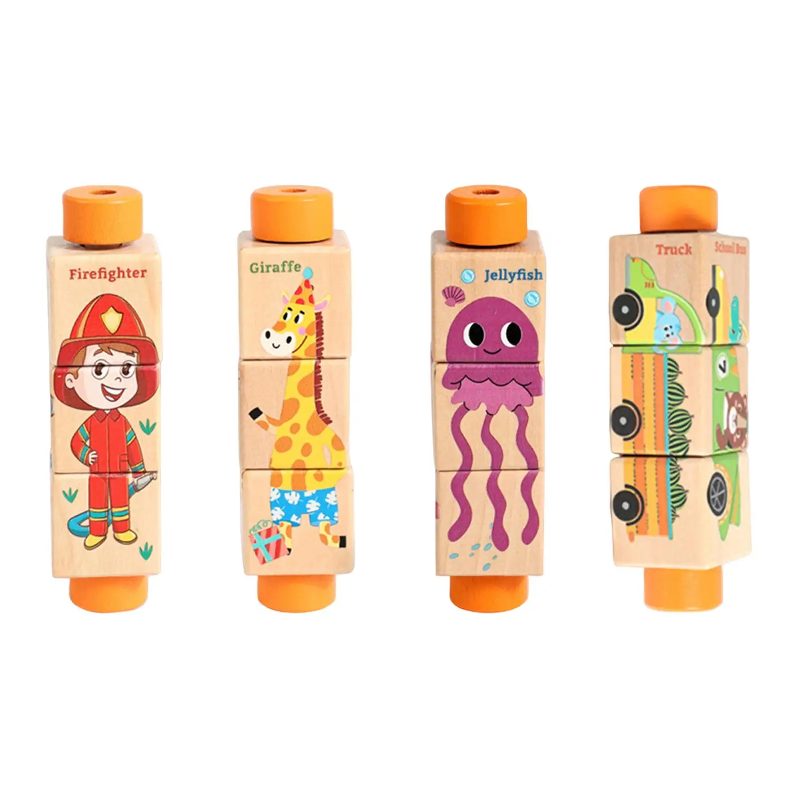 

Twisting Toy Animal Recognition Play Wood Rotating Game for Toddlers Kids 1+