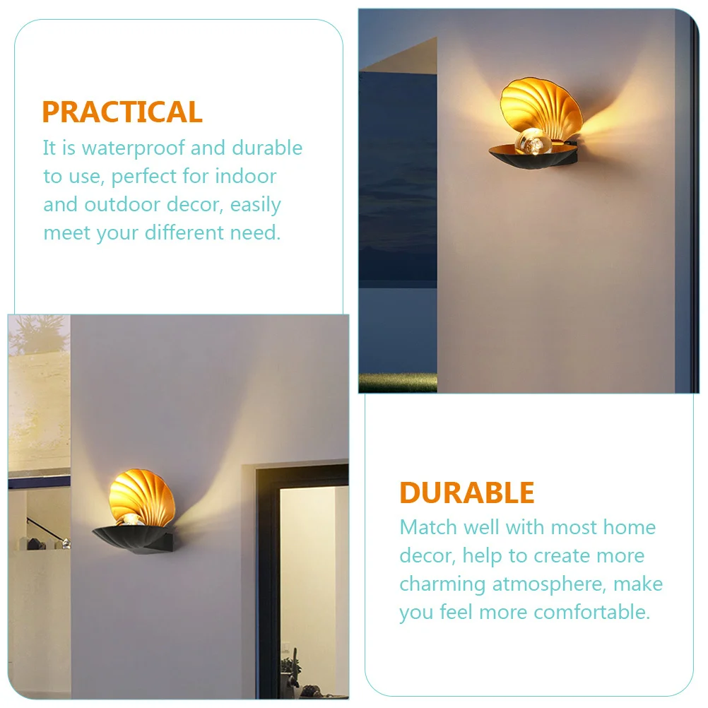 

Shell Shape Wall Sconce Decorative Durable Waterproof Light Fixture for Indoor Outdoor Porch Garden Wall Lights Exterior Light