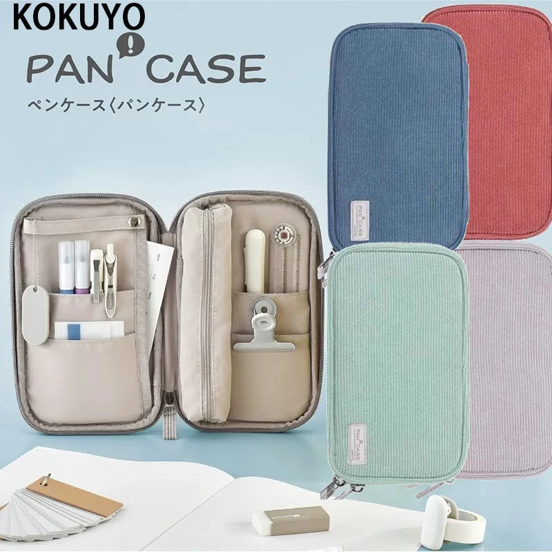 

Kokuyo Flat-Lay Pencil Case Sesame Cake Style Holds Plenty of Pens Folds Thin for Travel Unzips to Tray School Home Office Tools