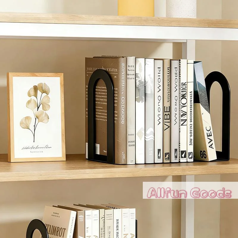 2Pcs L-shaped Desk Bookends Durable Iron Book Stand Durable Book Holder Simple Display Book Support Rack Non Slip Shelf Holder