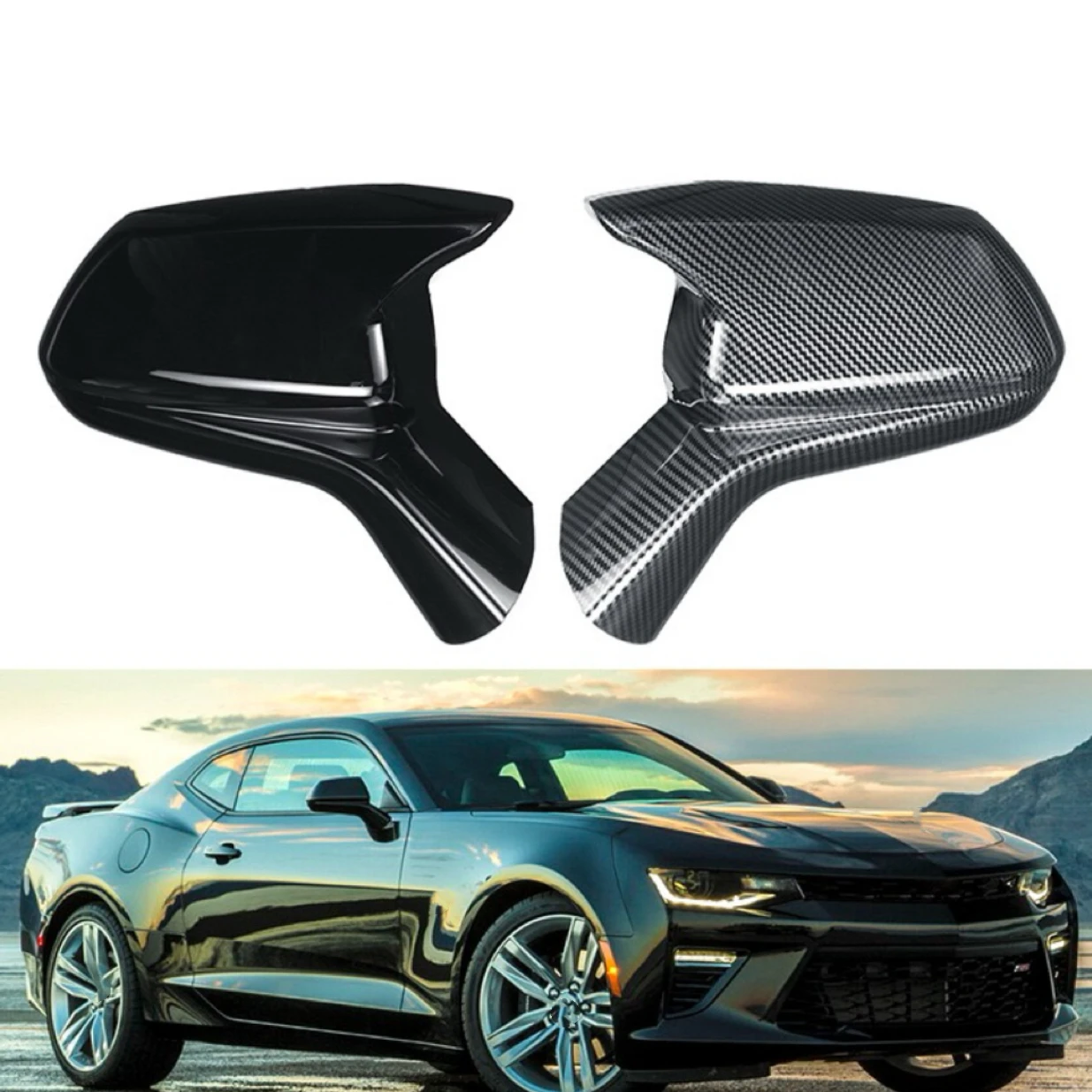 

Car Rearview Side Mirror Cover For Chevrolet Camaro LT/SS/RS/ZL1 2016-2022 Wing Cap StickerView Case Trim Carbon Fiber