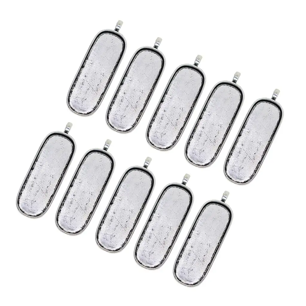 

10Pcs Tibetan Silver Oval Cabochon Bezel Pendants Blank Bezel Base Settings