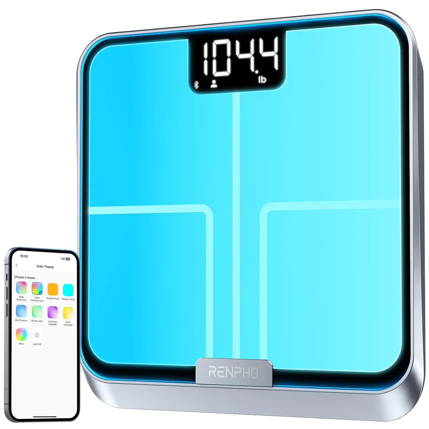 

Smart Body Fat Scale with RGB Light, Rechargeable Fitness Equipment for BMI, Muscle Mass Tracking