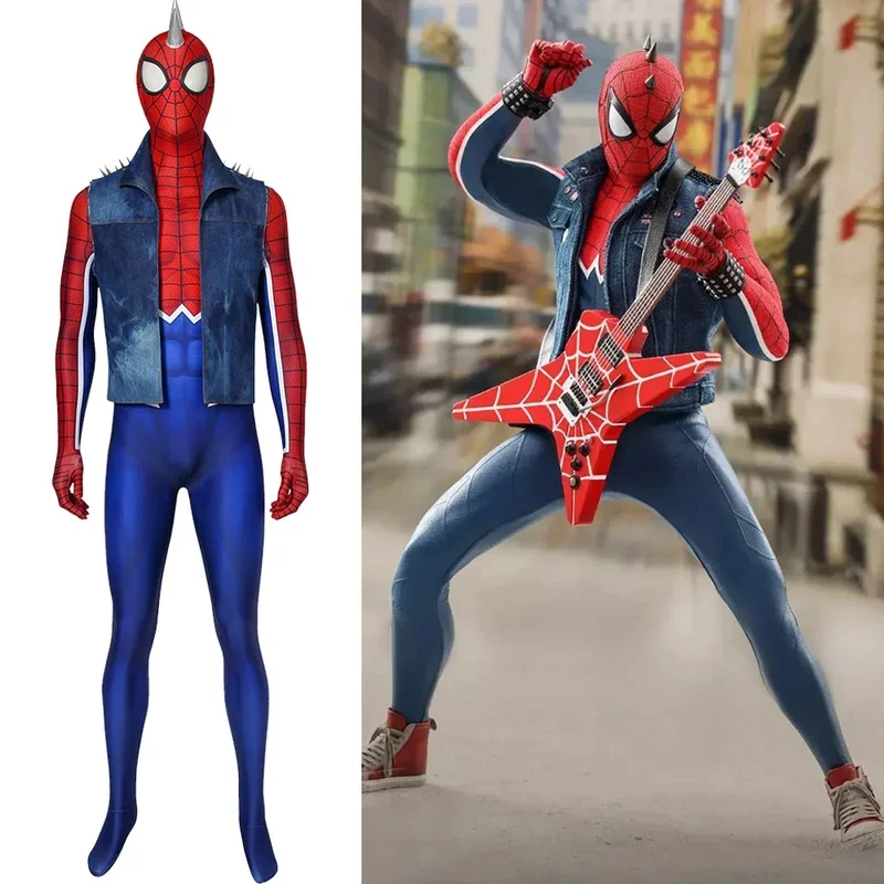 男の子のパンクロックのコスプレ衣装,スパイダーマンジャンプスーツ,スパンデックス,全身タイツ,ハロウィーンのボディスーツ,スパイダーマン,3Dプリント