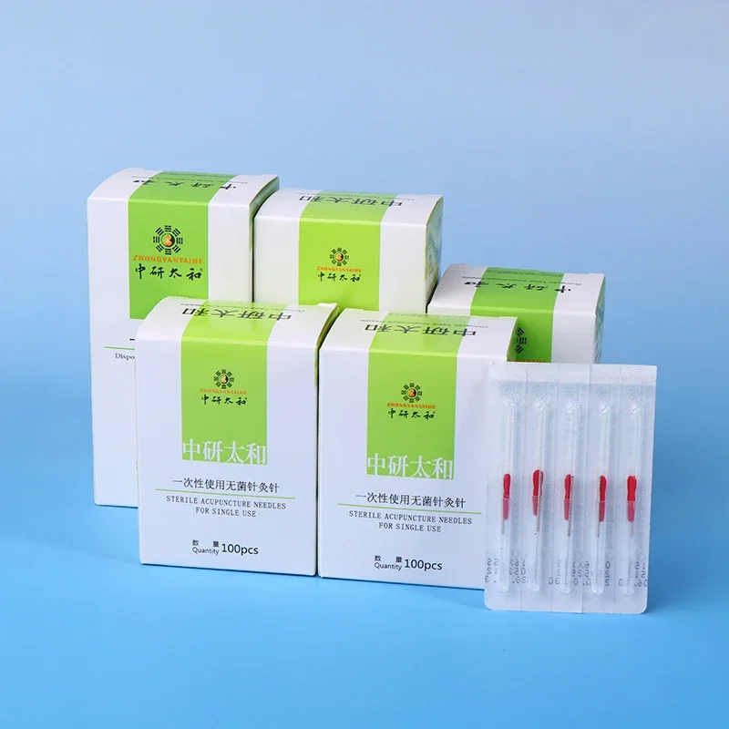 100pcs Disposable Acupuncture Needle Stainless Steel With Individual Tube Cannula Sterile 1 Needle With 1 Guide Tube