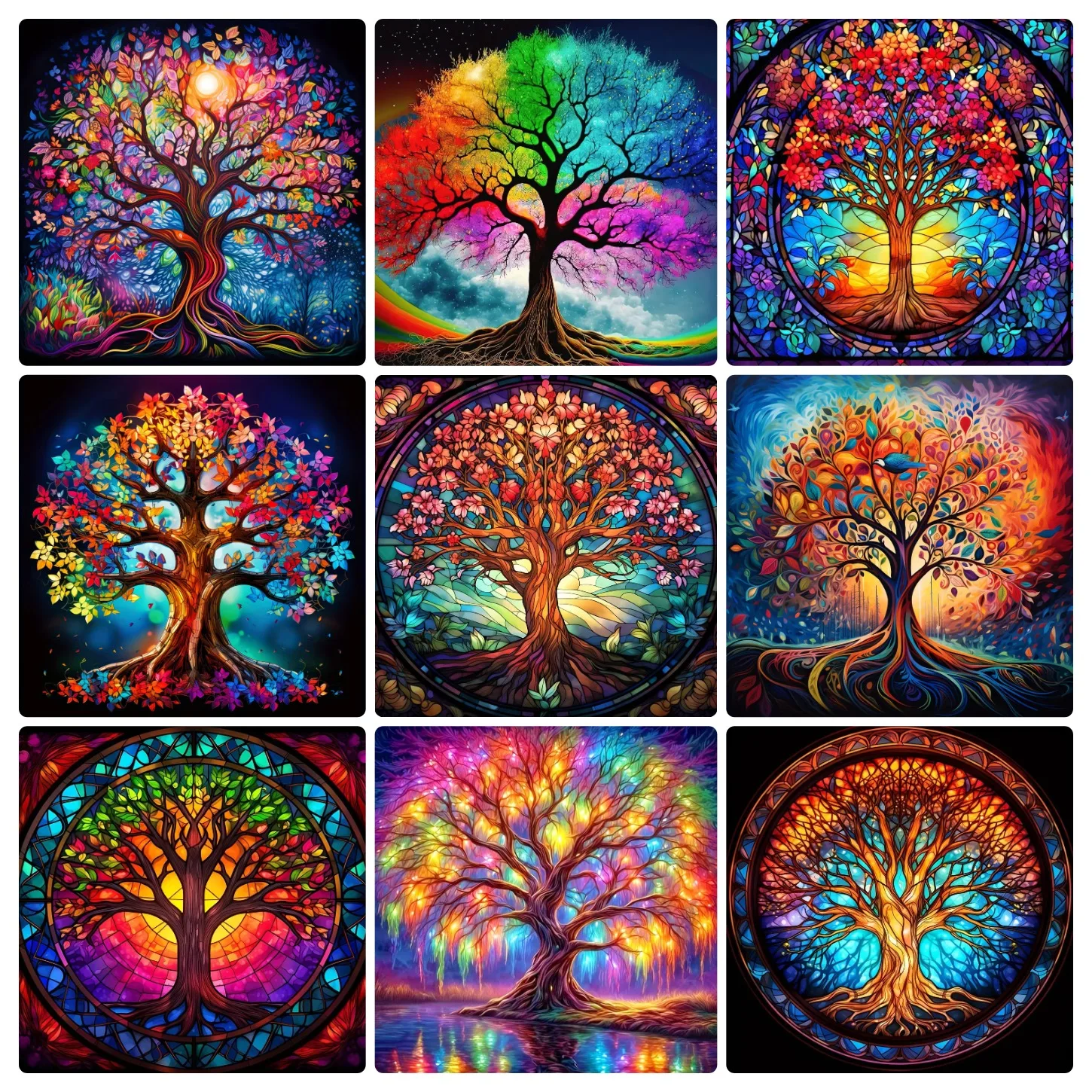 500/1000pcs for Adults Jigsaw Puzzle Colorful Tree of Life Complex Patterns, Portable Box for Family Games Educational Toys