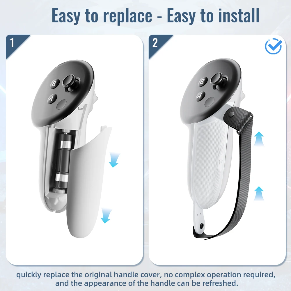 Coperchio della batteria Cinghia di ricambio per Quest 3 Maniglie controller antiscivolo regolabili Cinghie per accessori Oculus Quest 3 VR