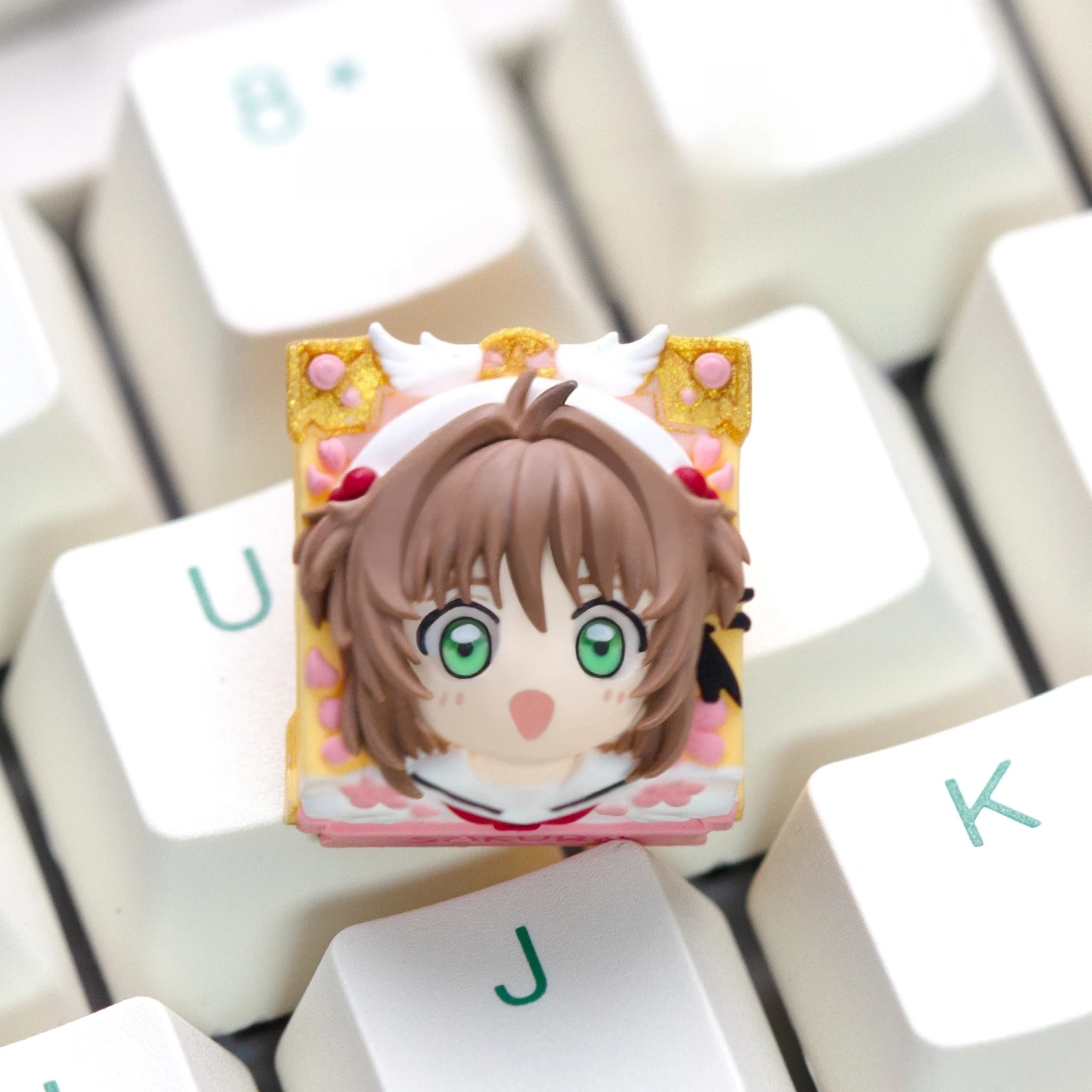 Card Captor Sakura KINOMOTO SAKURA Keycap Resin Anime Style ESC Keycap Cute Pink Cartoon Handmade Gaming Mechanical Gifts