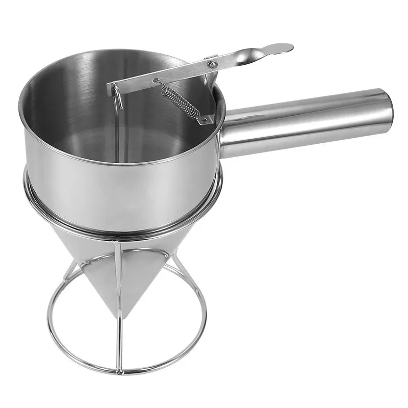 600/1200ML Cone-shaped Stainless Steel Funnel Dispenser Dough Pancake Dispenser Octopus Fish Ball Home Kitchen Baking Tools