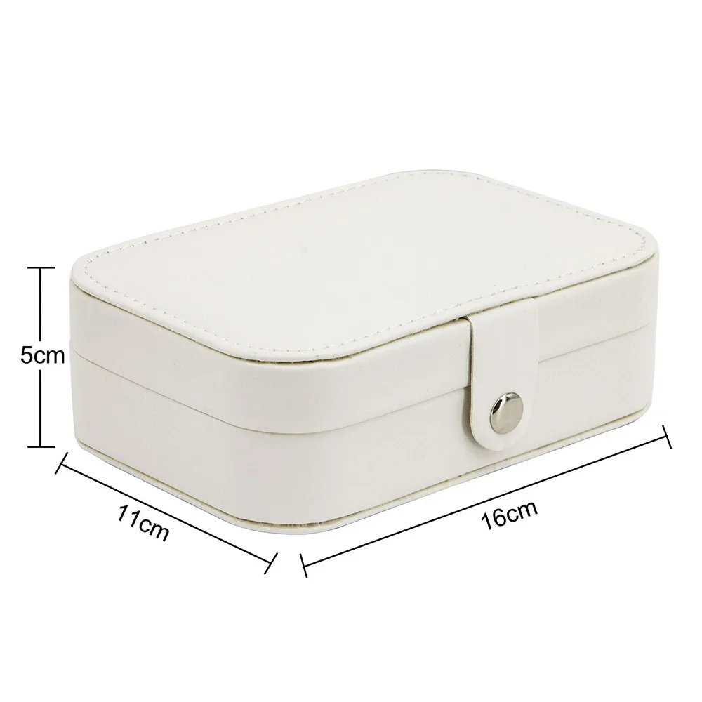 Jewelry Box Earrings Storage Bag Desktop Drawer Necklace Ring Holder PU Leather Organizer Display Whitemarble Letter Print