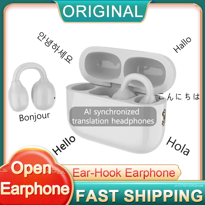 Original AI Translation Headphones M11 Ear Clip Wireless Bluetooth Earphones Game Music Open HiFi Stereo HD Call Headset 300mAh