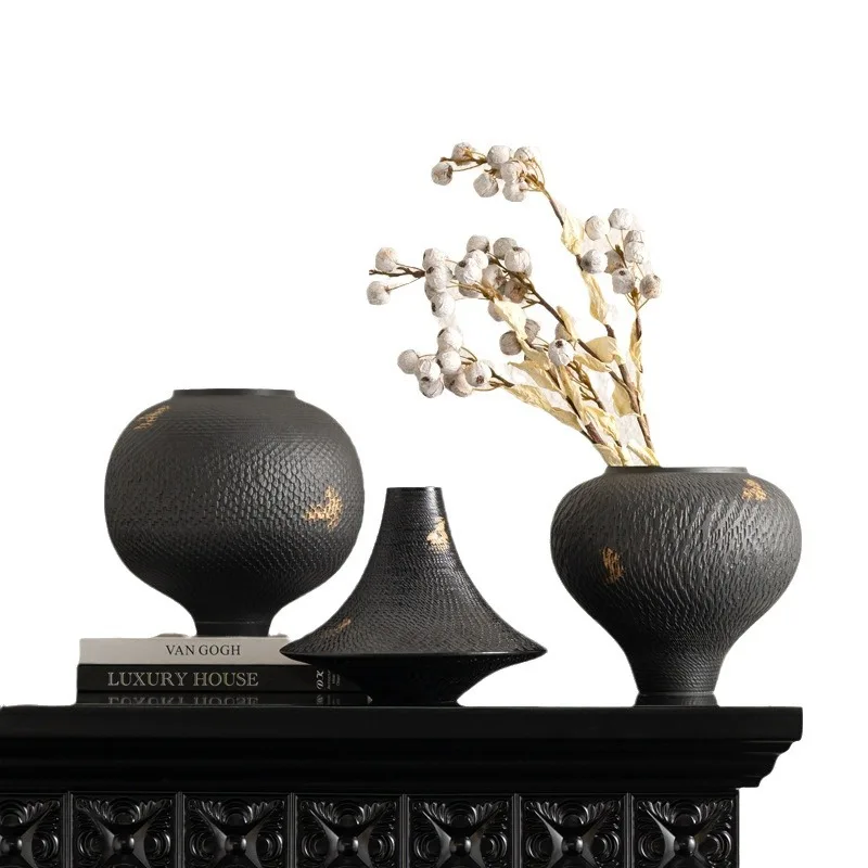 

Retro texture texture pottery pot ornament TV cabinet flower arrangement desktop ceramic flower