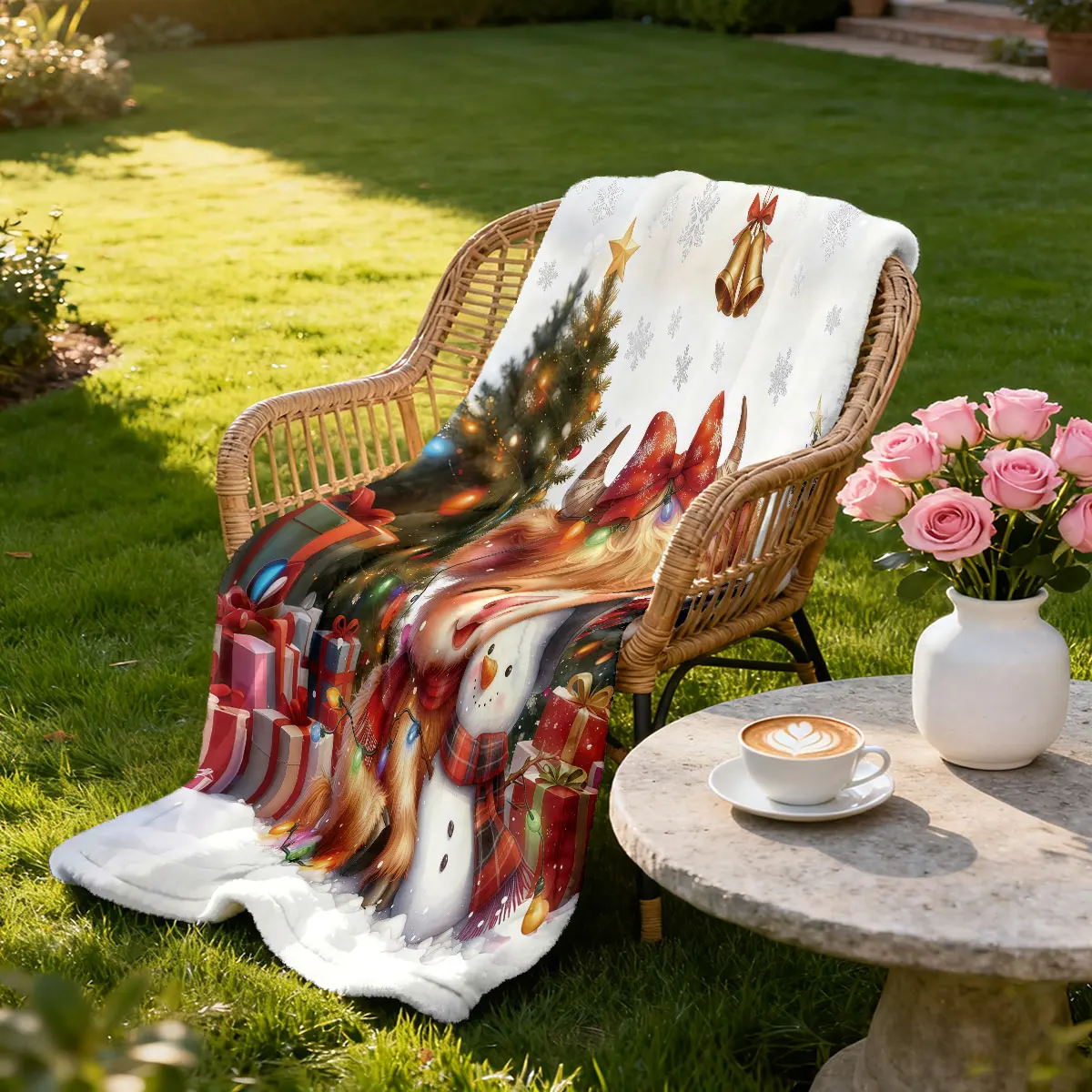 1 قطعة عيد ميلاد سعيد المرتفعات البقرة المطبوعة الفانيلا بطانية بأحجام متعددة مريحة NapLeisure بطانية ، آلة قابل للغسل #6