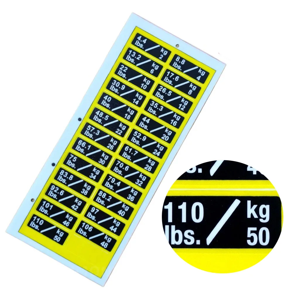 3 Pack Weight Sticker Labels for Fitness Equipment 2kg-50kg & 2.5kg-65kg Dual Range KG LB Readable Plastic Labels