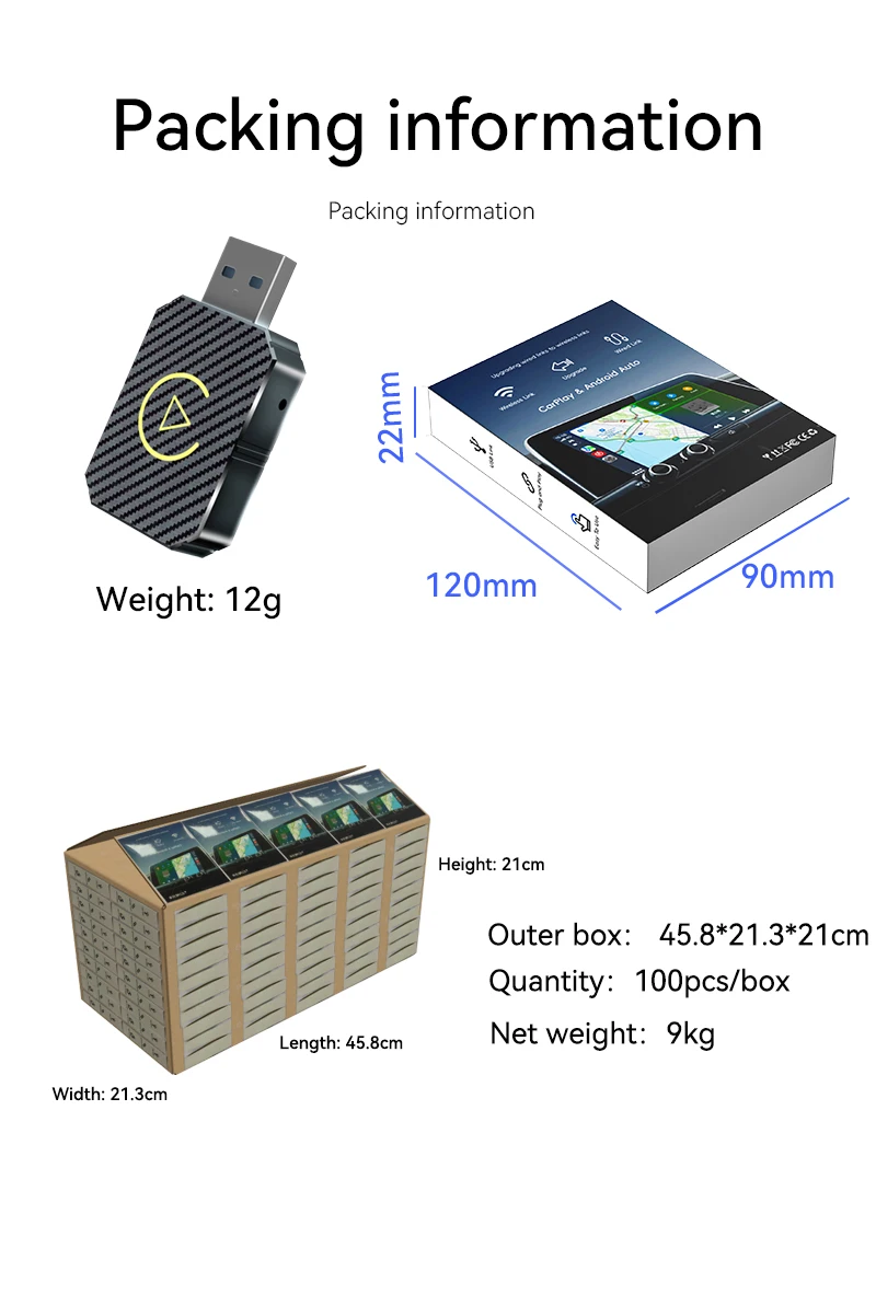 2w1 Bezprzewodowy adapter Carplay Android Auto Smart AI Box Plug&Play CarPlay AI Box BT WiFi do przewodowych samochodów CarPlay/Andriod Auto