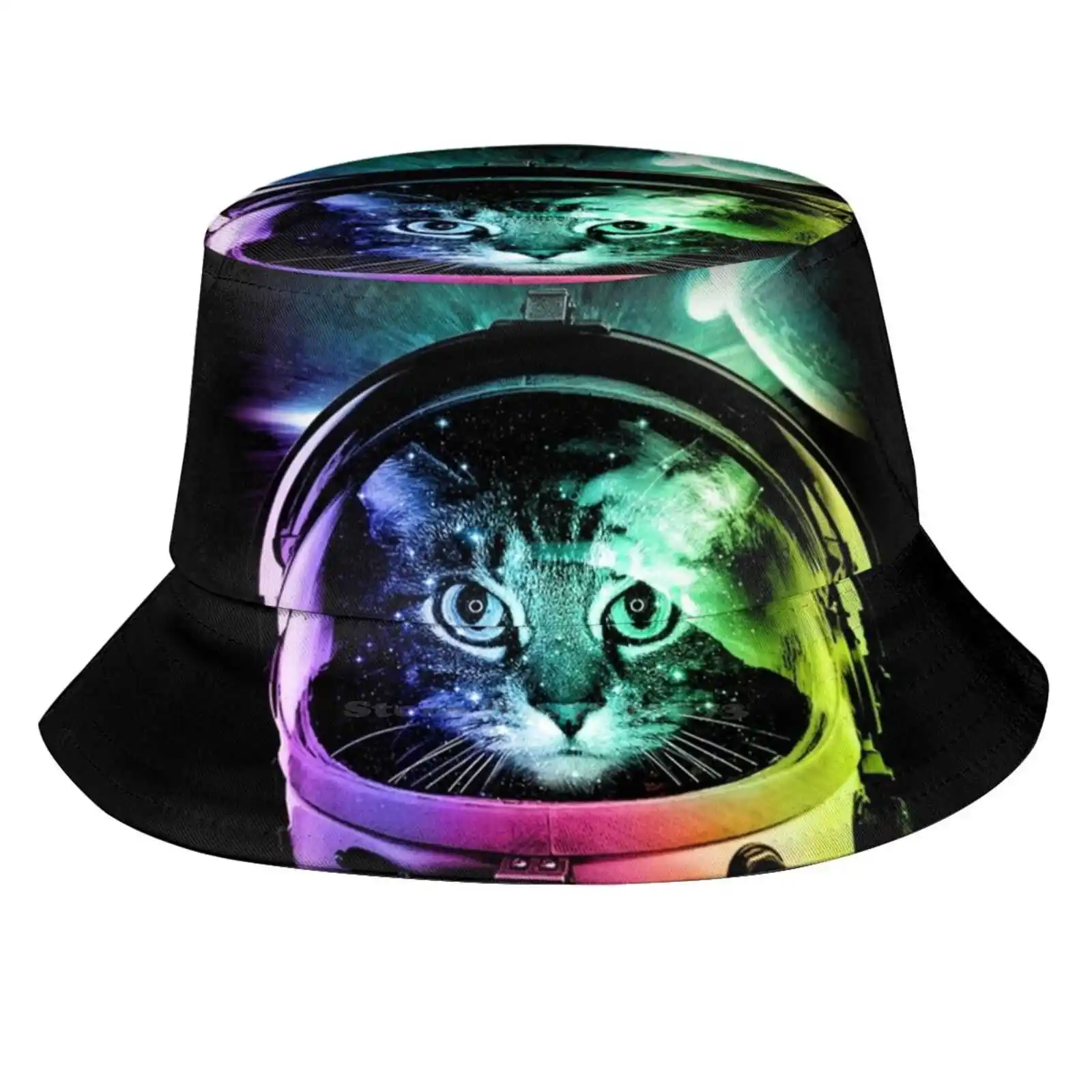 Astronaut Cat V.ii Bucket Hat Beach Tourism Hats Breathable Sun Cap Astronaut Cat Space Cat Space Kitten Cute Cat Cute Kitten