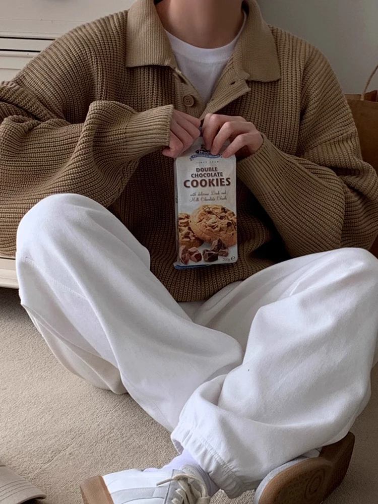 

Повседневный мужской вязаный свитер с длинным рукавом, свободного кроя, осенне-зимний, модный, из качественных материалов, молодежный стиль