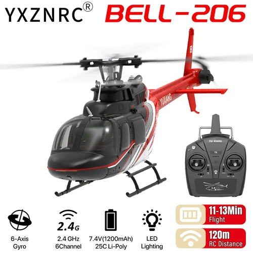 YU XIANG RC 비행기 2.4G 6CH 에일러론리스 시뮬레이션 Bell-206 헬리콥터 브러시리스 모터 6 축 자이로 120M 성인 어린이 장난감