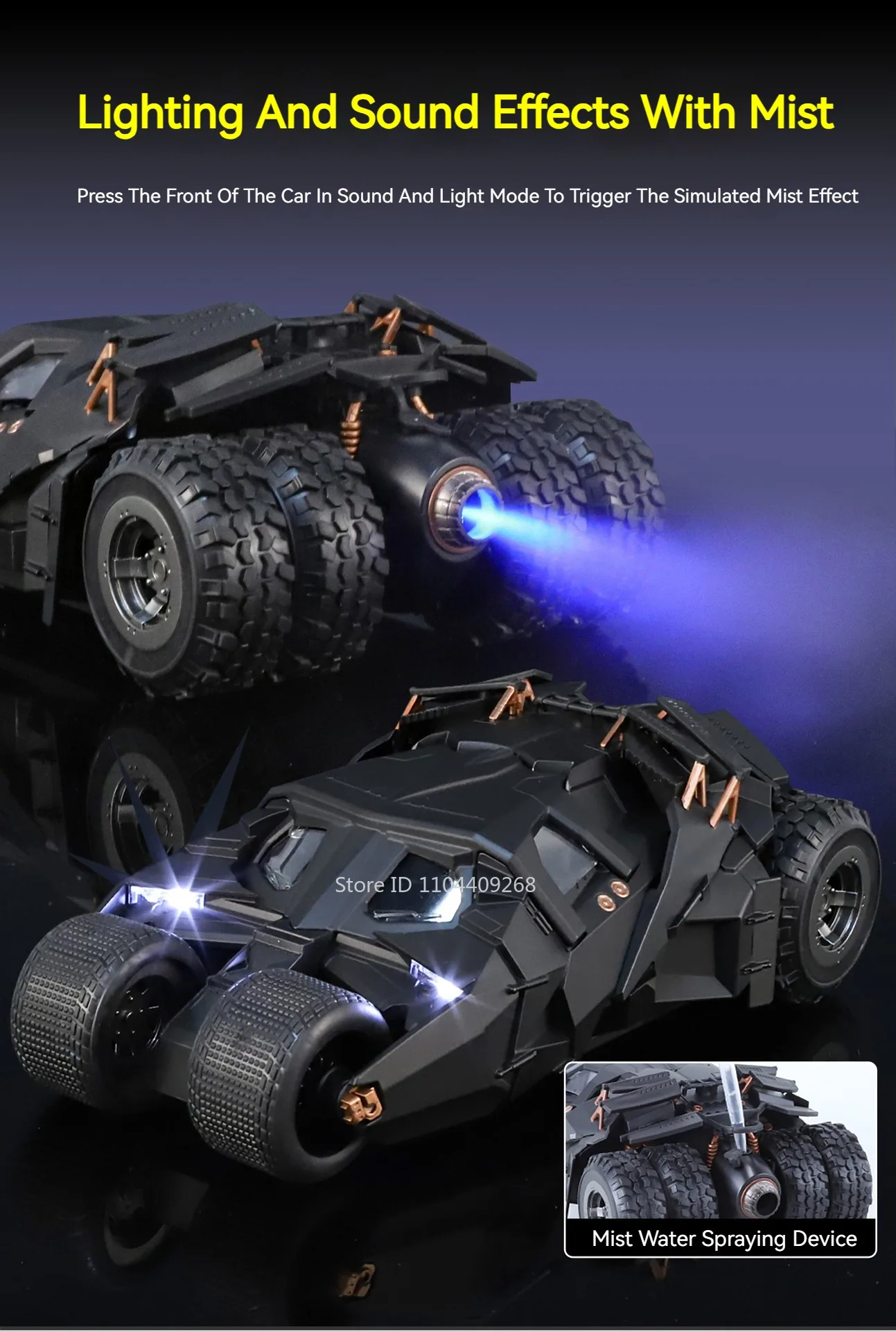 1:24 Batmobil Bolide Auto Modell Spielzeug Türen Geöffnet Stoßdämpfung Spray Sportwagen Modelle Sound Licht Spielzeug Geschenke für Jungen – Detail 9