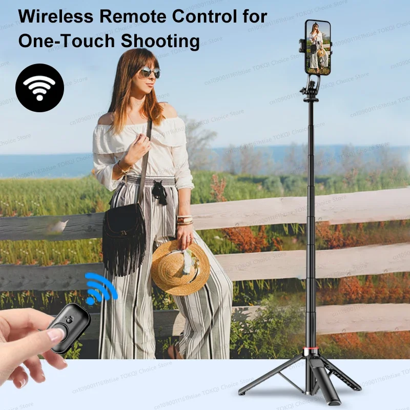 عصا سيلفي مغناطيسية مع حامل ثلاثي الأرجل لهواتف iPhone 12-16 Pro Max، حامل بطول 130 سم مزود بتقنية Magsafe ومشبك لهواتف أندرويد