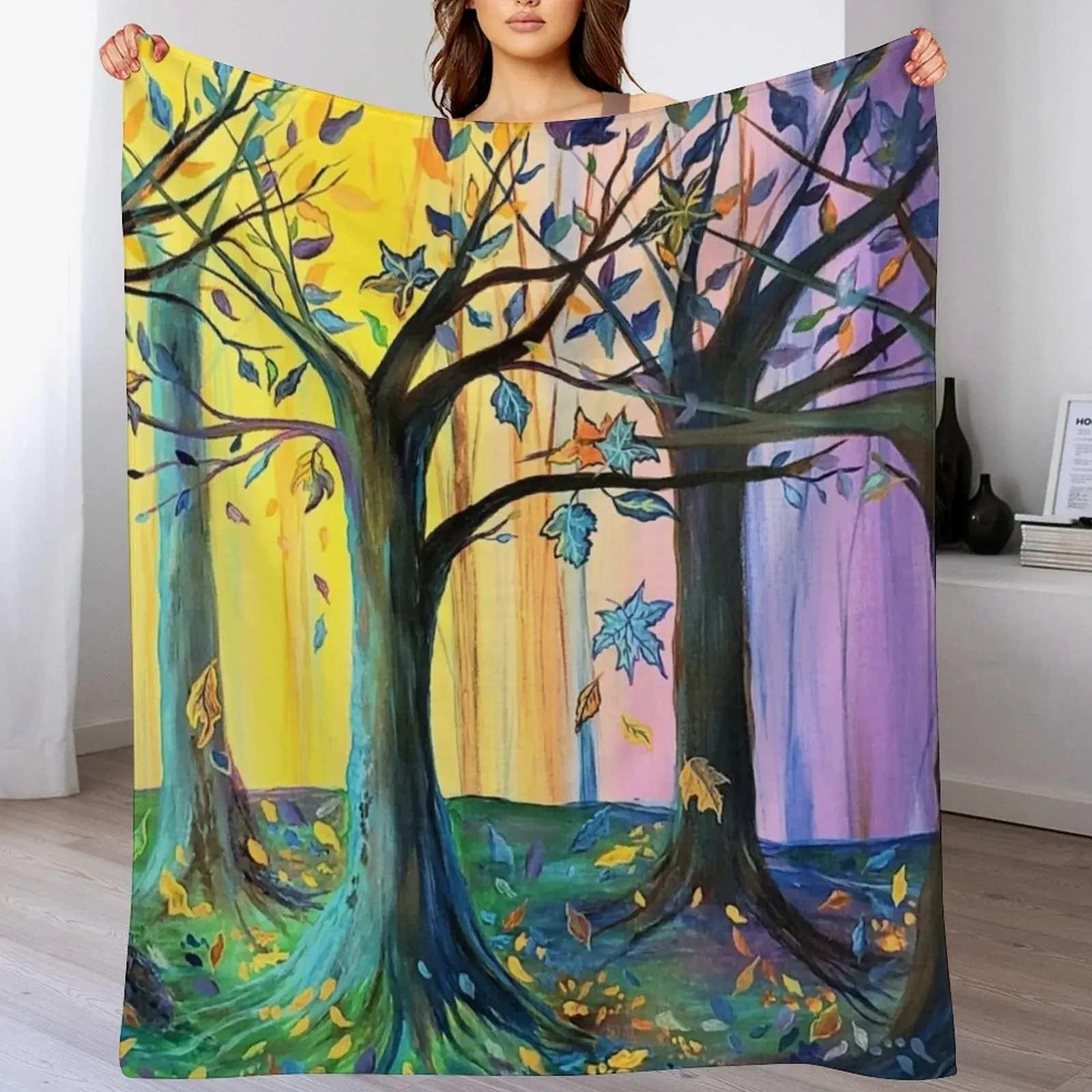 Unexpected Fall Trees Throw Blanket Soft Cozy Blanket for Pet Kids Adults
