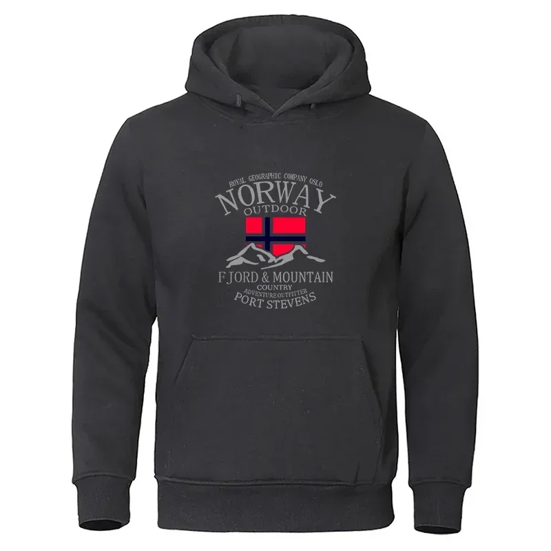 النرويج Fjord جبل هوديس للرجال الخريف الشارع الشهير هوديي فضفاض موضة عالية الجودة هودي ملابس كاجوال فضفاضة