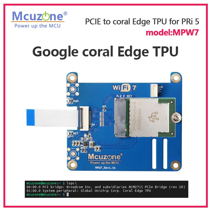 Imagem -02 - Pcie para M.2 E-key Wifi Hat com bt Suporte Be200wif6e Ax210ax200. Modelo: Mpw7 Google Coral Edge Tpu Hat Drive