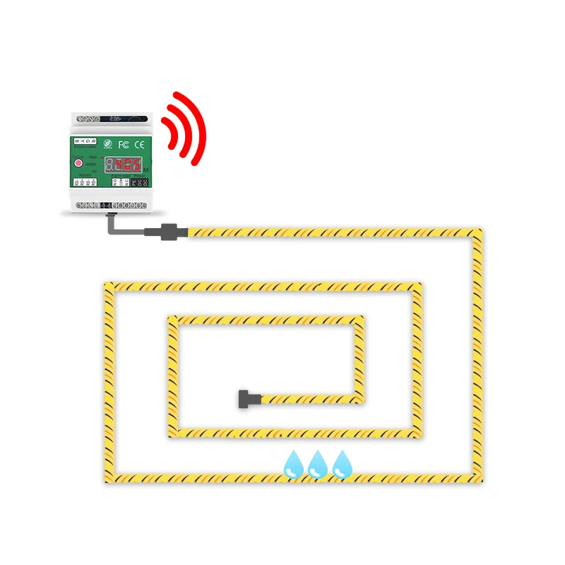 Detector de fugas de agua de 4 núcleos de alta sensibilidad, Cable de detección de alarma con conector y Terminal final