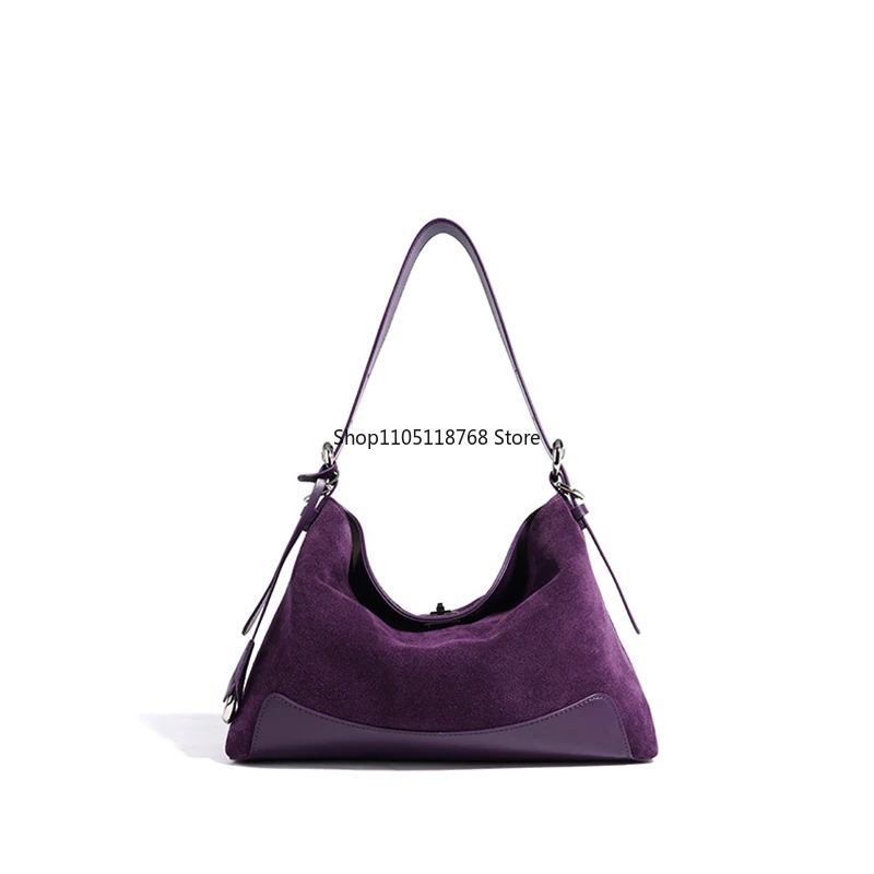 

Vintage Women's Suede Shoulder Bag Fashion Patchwork Working Handbag Crossbody Tote Bag Soft Leather Bag Winter